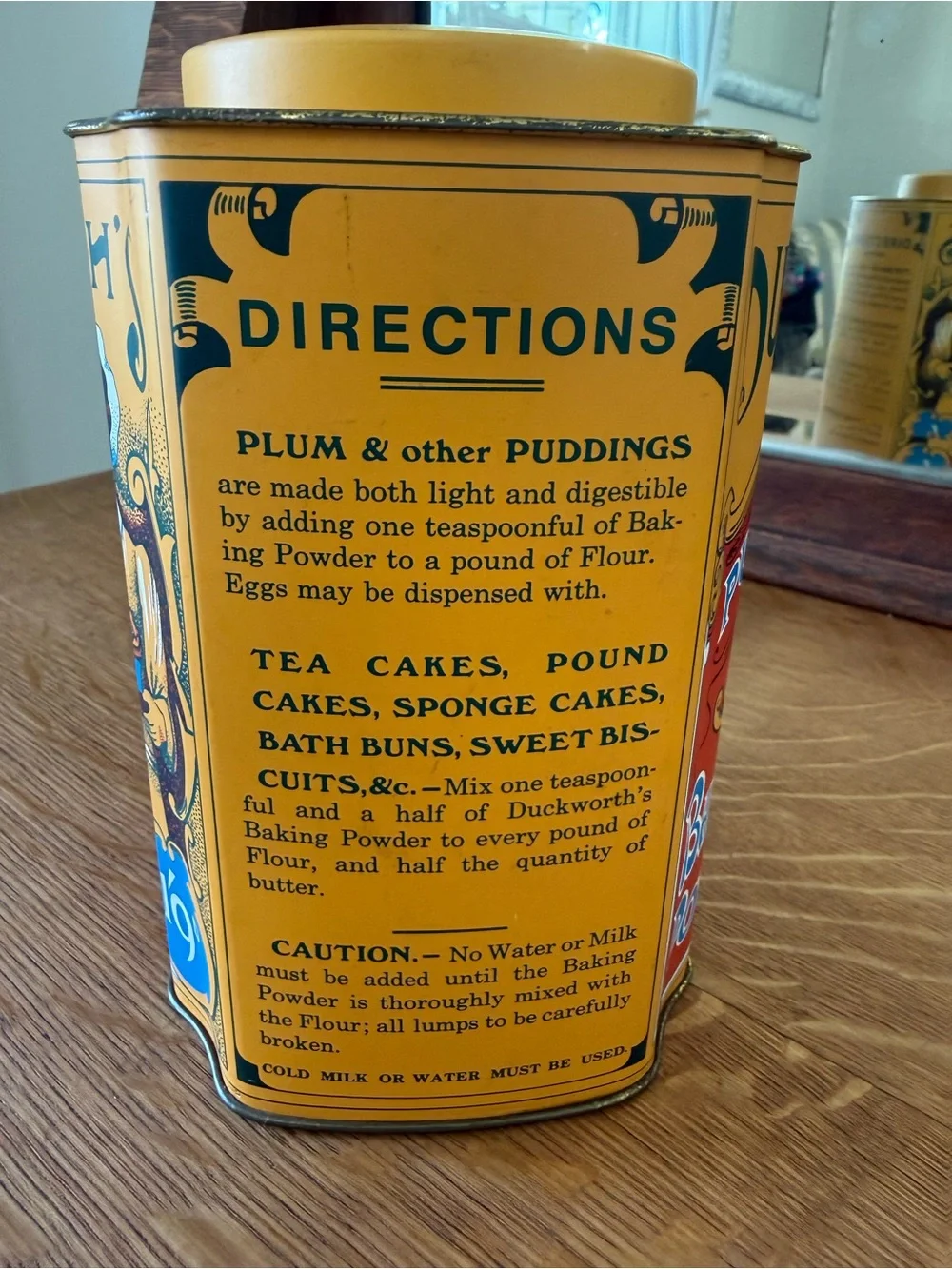 VTG Duckworth's Pure Baking Powder Storage Tin w Graphics